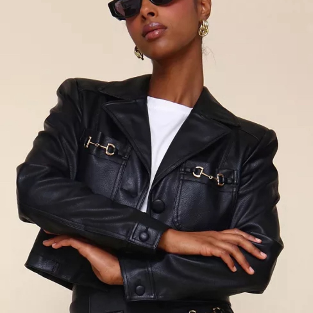 Avec Les Filles faux leather cropped jacket Medium